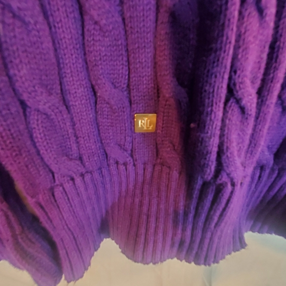 Lauren Ralph Lauren Women’s Size Large Purple Cable Knit Sweater New with Tags - Picture 2 of 5